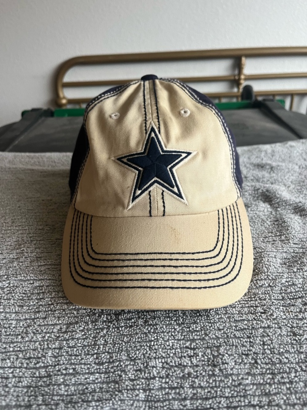 Dallas Cowboys NFL Team Apparel Adjustable Hat Dad Cap Tan Navy Blue
